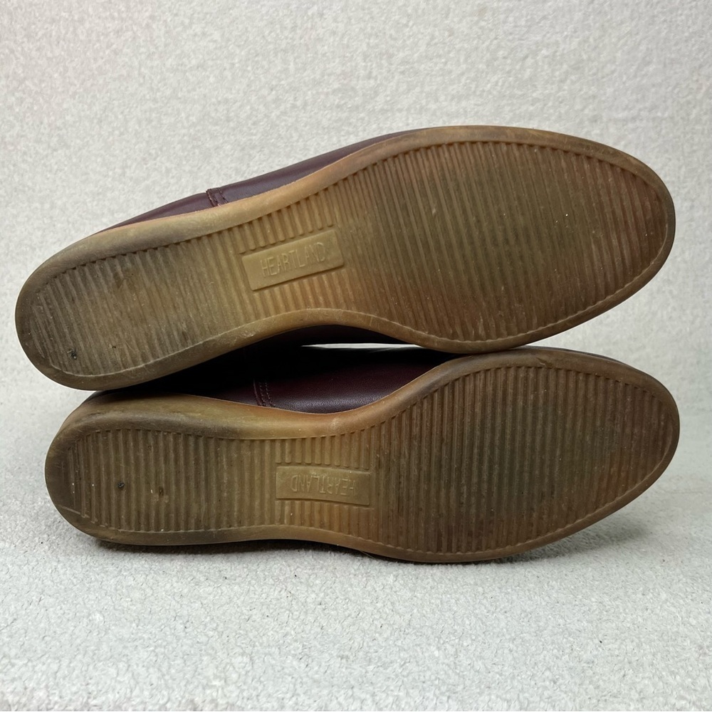 Vintage Heartland Leather Fold-Over Boots-Maroon/Burgundy-Womens 6.5-Vtg-90s-80s - Picture 10 of 12